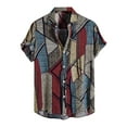 thumbnail image 1 of Leutsin Men Short-Sleeved Printed Color Buttons Cardigan Casual Shirt Tops, 1 of 3