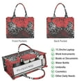 thumbnail image 2 of Large Capacity Tote Bag,Red and Black Pioneer Flower Pattern Handbag Fashion Luxury Tote Bag,15.7"x13"x 5.1" Inches,Laptop Compatible, 2 of 6