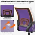 thumbnail image 4 of Silla de oficina Yaheetech de malla ergonómica con soporte lumbar, color morado, 4 of 9
