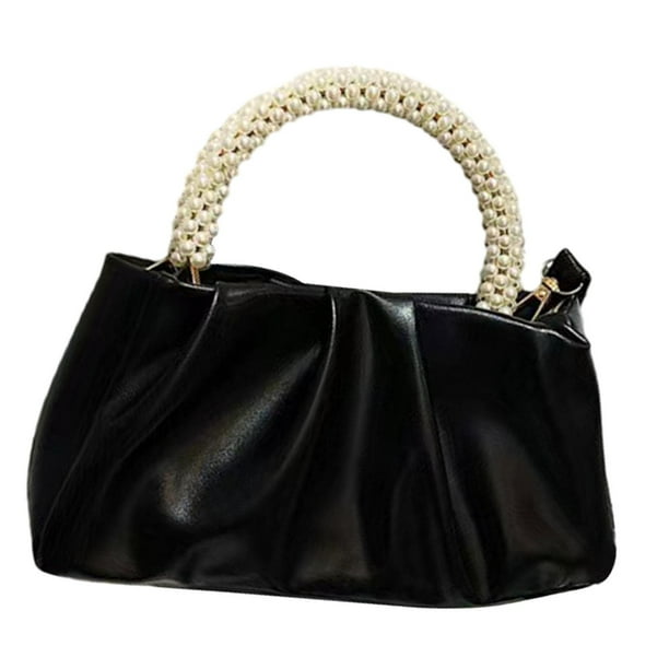 Bolso de mano para mujer de piel sintética, ligero, informal, pequeño, tipo clutch, elegante, tipo bandolera Negro