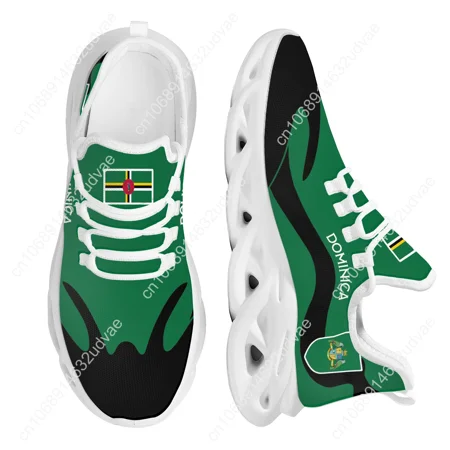 

Dominica Flag Designer Sneaker For Women Flag Print Comfortable Platform Sports Shoes White Sole Knitted Blade Shoes