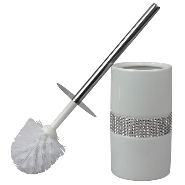 Sequin Accented Ceramic Luxury Hideaway Toilet Brush Holder with Steel