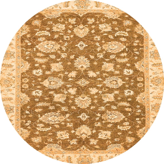 Ahgly Company Indoor Round Oriental Orange Traditional Area Rugs, 3' Round