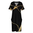 thumbnail image 3 of Kintsugi-vestido holgado con bolsillos para mujer traje largo japonés con estampado artístico en negro y dorado ropa elegante de verano, 3 of 6