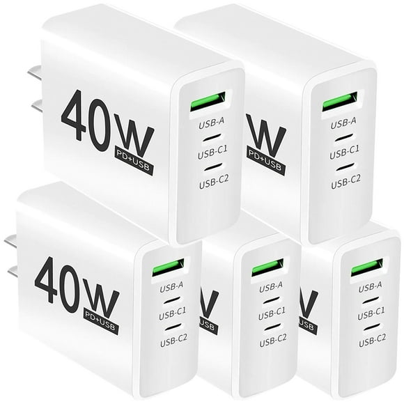 Cargadores Tablets HotShot DashWhite 5 Pzas 3 Puertos USB 5V 2.4A Max 40W 100-240V 50-60Hz Blanco