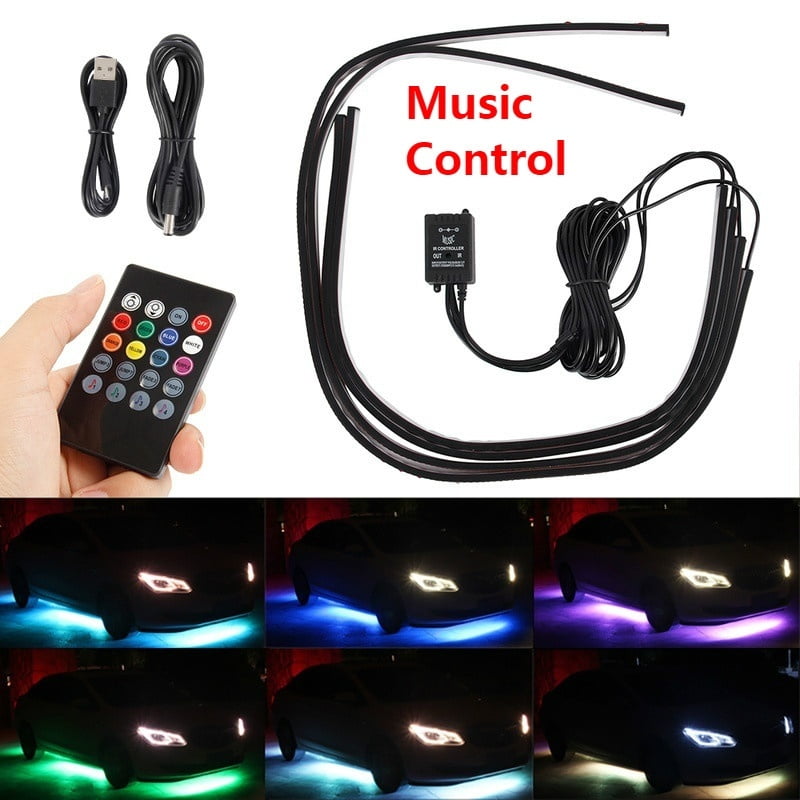 Mixed Color Sound Music Activated LED Strip Under Car Tube Underglow