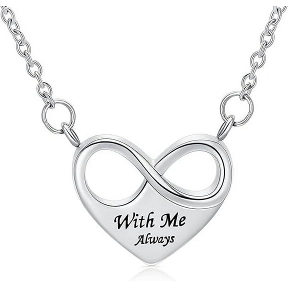 Infinity Cremation Urn Necklace for Ashes Infinity Heart Ash Necklace for Women Memorial Cremation Jewelry Ash Holder for Loved Ones