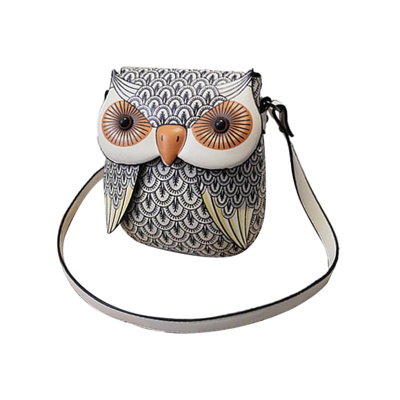 Bolso de hombro para mujer, bolso de hombro informal con cierre de hebilla, bolso bandolera de búho Gris