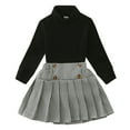 thumbnail image 1 of Felwors Kids Toddler Baby Girls Ribbed Autumn Spring Long Sleeve Tops Skirts Set Clothing, 1 of 7