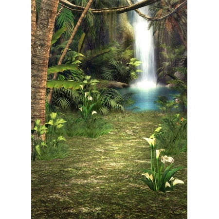 ABPHOTO 5x7ft Photography Backdrop Enchanting Jungle Waterfall Scenery Fairytale Forest Backdrops for Photo Shoots Lovers Party Game Adult Kids Baby