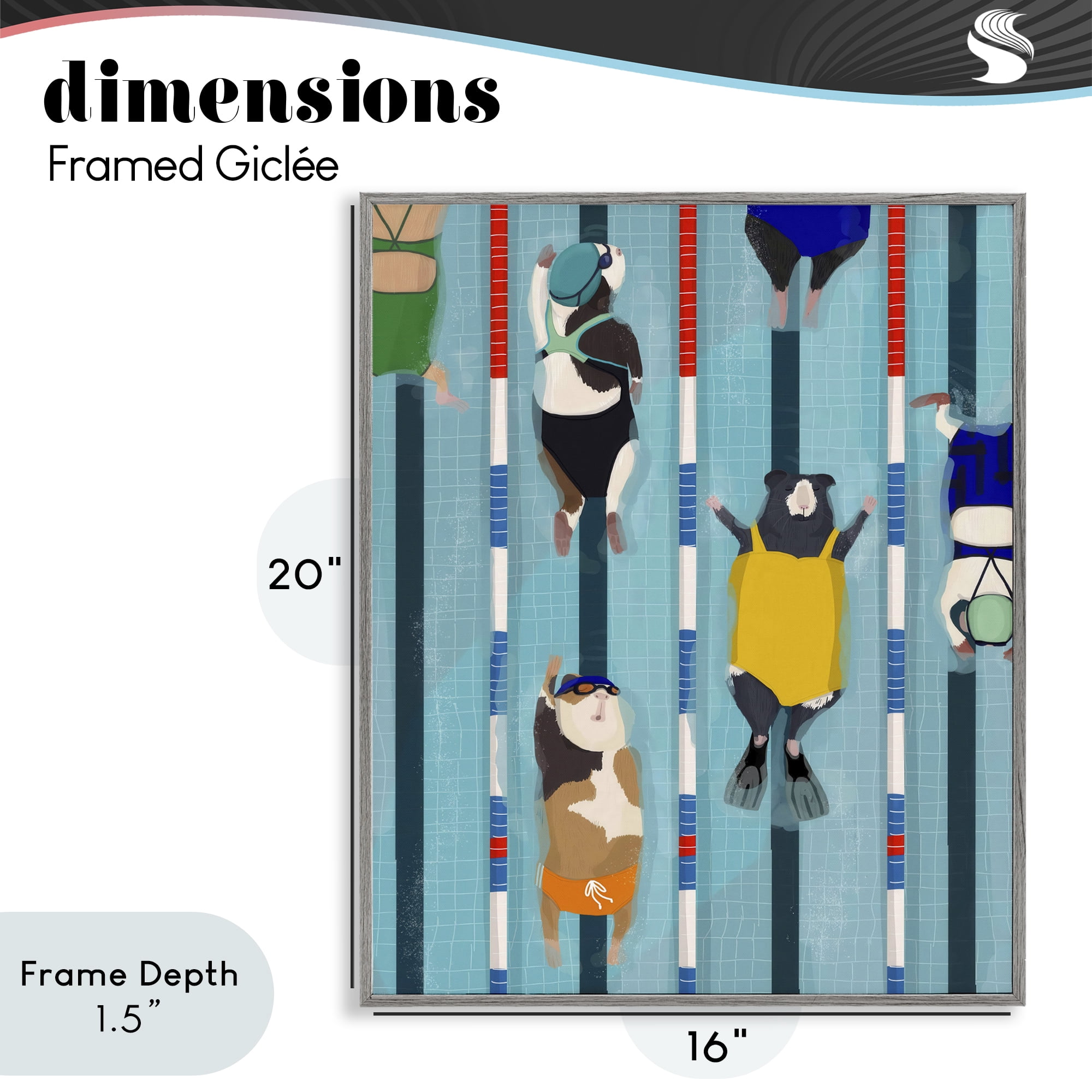 Stupell Industries Guinea Pigs at Lido Gray Framed Giclee Art, design by Hanna Melin