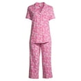 thumbnail image 2 of Secret Treasures Women's Plus Traditional Short Sleeve Notch Collar Pajamas Set, 2 of 6