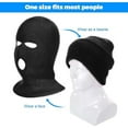 thumbnail image 3 of Couver 3-Hole Full Face Mask Cover Ski Mask Winter Balaclava Beanie Knitted Face Cover for Winter Outdoor Sports, Heather Gray & Navy Blue, One Size, 2 Piece, 3 of 4