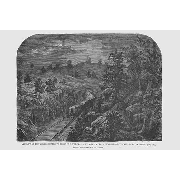 Confederates attempt to Blow up Railroad Tunnel in Cumberland, Tennessee-Fine Art Canvas Print (20" x 30")