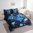 thumbnail image 2 of Erosebridal Neon Sea Turtle Twin Bedding Sets 7-Piece, Black Blue Flower Bedding Comforter Set, 2 of 7