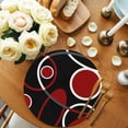 thumbnail image 2 of Black Red Round 15 Inch Placemats Set of 8, White Circle Geometric Abstract Texture HeatResistant Non Slip Place Mats for Dining Table, Wipeable Braided Kitchen Table Mats for Housewarming, 2 of 9