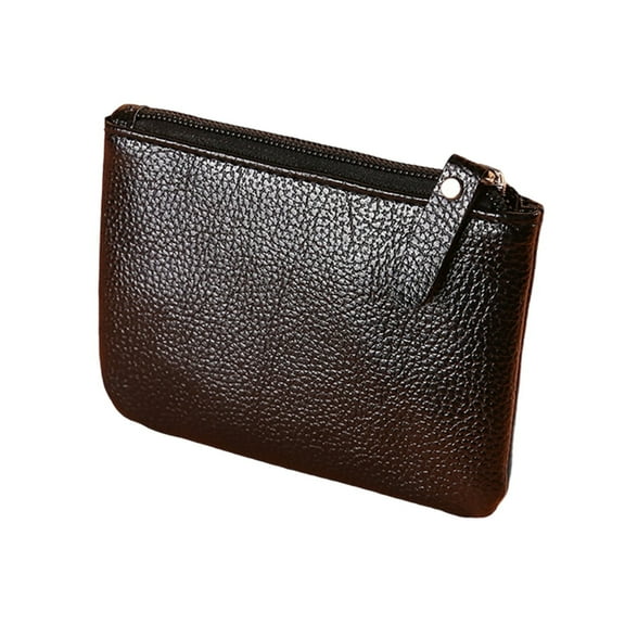 SUNYCUTER Leather Coin Purse Pouch Change Purse With Zipper For Men Women