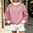 thumbnail image 2 of Women's Striped Sweatshirt Long Sleeve Crewneck Casual Oversized Pullover Relaxed Fit Fall Top, 2 of 8