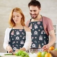 thumbnail image 3 of Dark Blue Princess Castle Pattern Apron-Garden Aprons for Women with Pockets-Cotton Linen Waterproof Kitchen Cooking Gardening Aprons Adjustable for Kitchen,Cooking,BBQ and Salon 33x27 Inch, 3 of 4