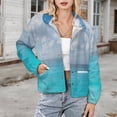 thumbnail image 3 of Jackets for Women Winter Coat Jackets Flannel Stand Collar Jacket(Tropical Ocean View,Size:S-4XL), 3 of 7