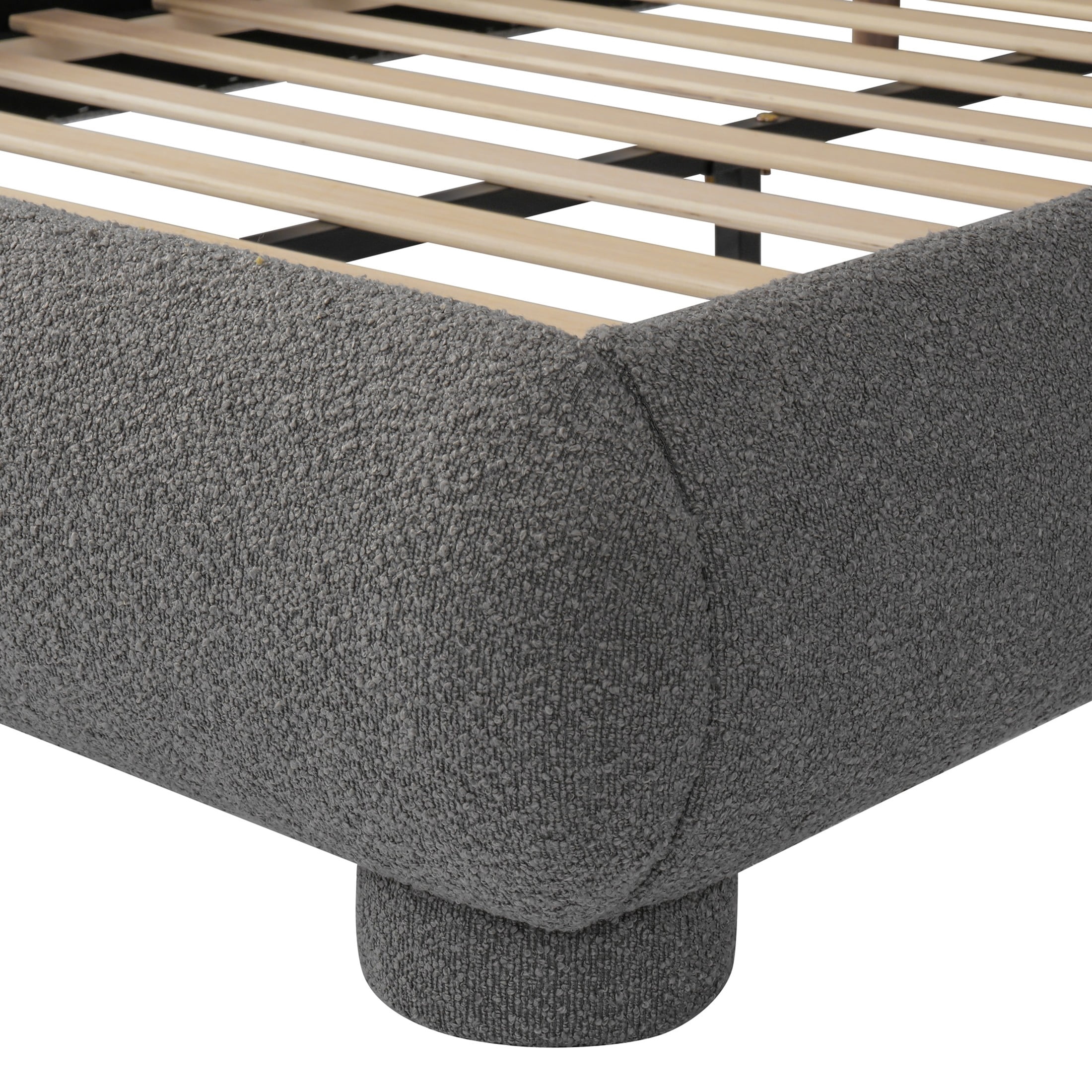 Christopher Knight Home Modern Boucle Upholstered Platform Bed with Arched Headboard, Full Size, Gray