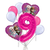 8 pc Disney Frozen Heart Balloon Bouquet 9th Birthday Party Decoration Elsa Anna Birthday