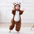 thumbnail image 5 of Kids Bear Costume Jumpsuit, Flannel Hooded One Piece with Round Ears and Belly for Dress Up and Family Photos | TruHer,Brown 19-24 Months, 5 of 8