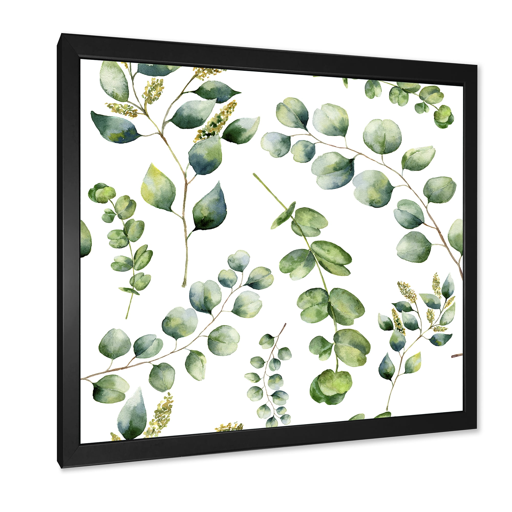 Designart 'Green Eucalyptus Plant Branches III' Traditional Framed Art Print