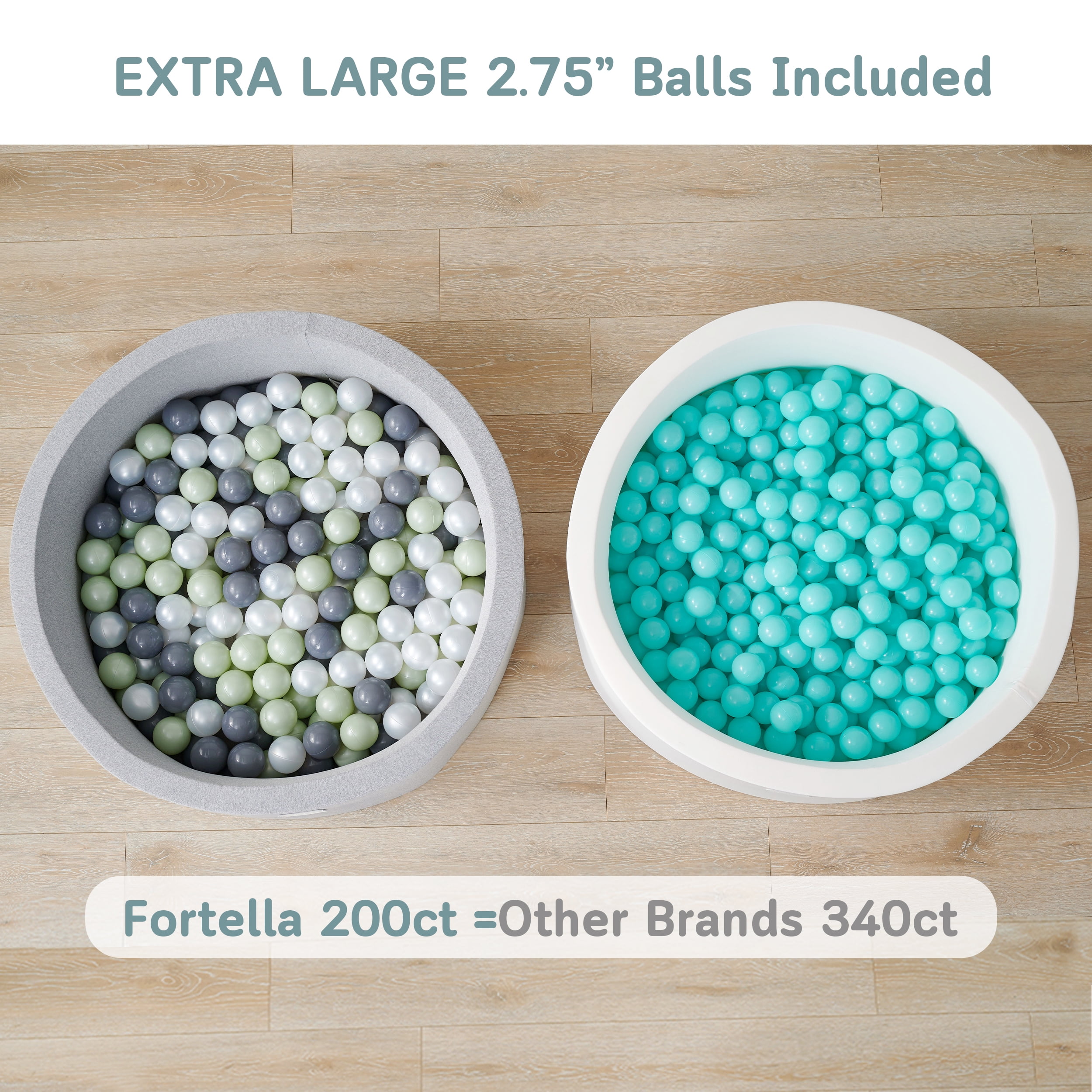 Buy Fortella Foam Ball Pit w/ 200 Balls Included 2.75 in, Round Ball Pit for Toddlers Kids