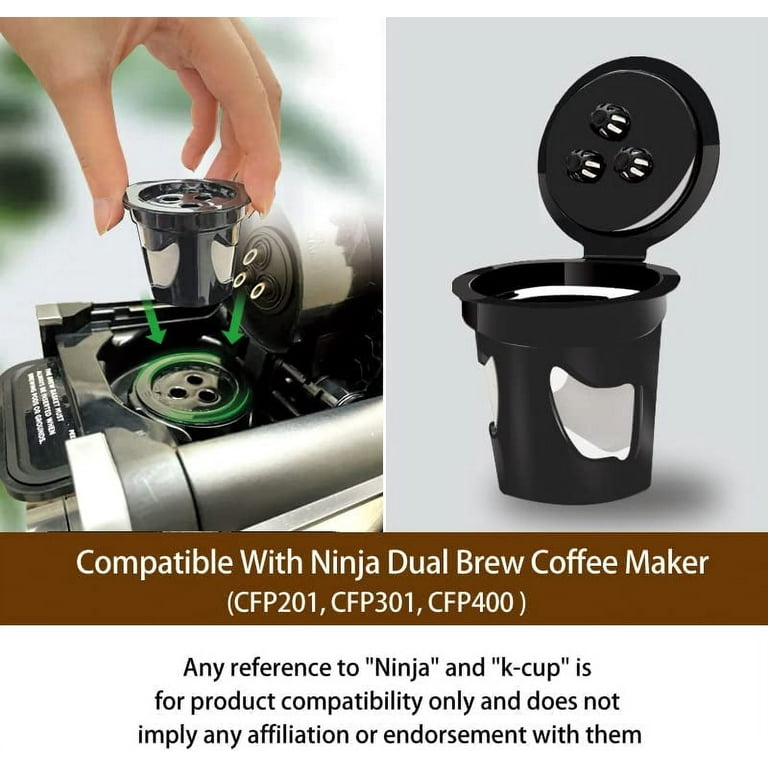 Reusable K Cups for Ninja Dual Brew Coffee Maker, 3 Pack K Cup Reusable  Coffee Pods Coffee Filter Compatible with Ninja DualBrew Pro CFP301 CFP201