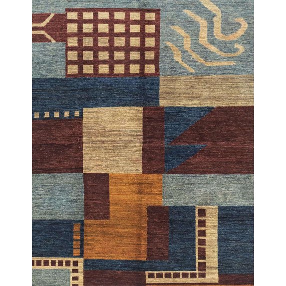 Ahgly Company Indoor Rectangle Abstract Bakers Brown Abstract Area Rugs, 7' x 9'