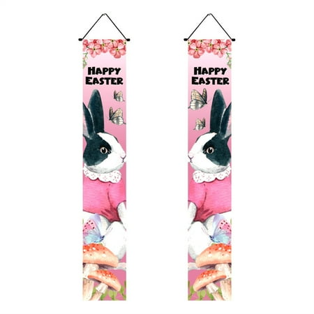 Easter Decoration Couplet Banner Porch Sign- Welcome Easter Hanging Front Door Couplet Outdoor Indoor Easter Party Ornament