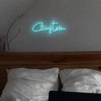 UPONRAY Single Line Custom Neon Signs, Usb Powered with Adjustable Brightness Wall Decor for Gifts, Ice Blue, 10 inch