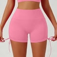 thumbnail image 4 of felwors High Waisted Yoga Shorts Ruched Drawstring Tummy Control Lifting Athletic Running Pink for Size L, 4 of 5