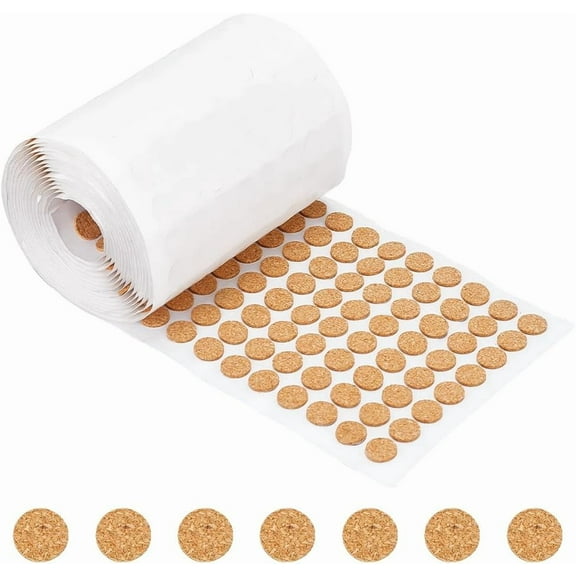 1400pcs 0.5x0.06 Inch Adhesive Cork Circles Flat Round Self-Adhesive Cork Dots for DIY Cabinets Table Top Items Scratching Furniture Electronics
