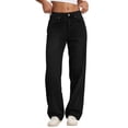 thumbnail image 1 of Vaqueros Wanduyini de pierna recta para mujer, casual, color negro XL, 1 of 7