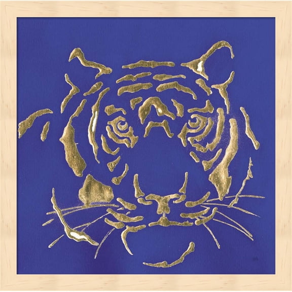 Gilded Tiger Indigo by Chris Paschke, Framed Wall Art, 13.25W x 13.25H