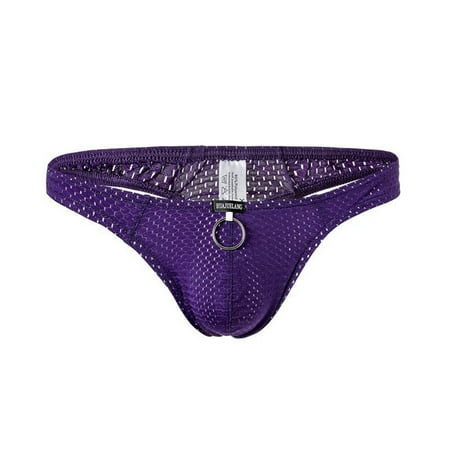 

ALSLIAO Mens Sexy G-String Panties Thong T-Back Underpants Underwear Breathable Lingerie Purple M