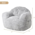 thumbnail image 2 of Large 51" Fluffy Plush Faux Fur Bean Bag Chair Cover with Filler – Machine Washable, Anti-Slip Round Sofa & Storage Bag, Grey, 2 of 8