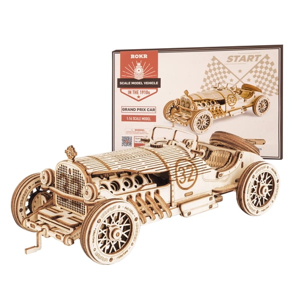 Puzzle de madera 3D ROKR Mechanical Car Model Grand Prix 1:16