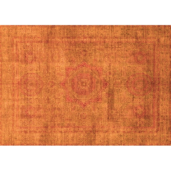 Ahgly Company Indoor Rectangle Abstract Orange Modern Area Rugs, 7' x 9'