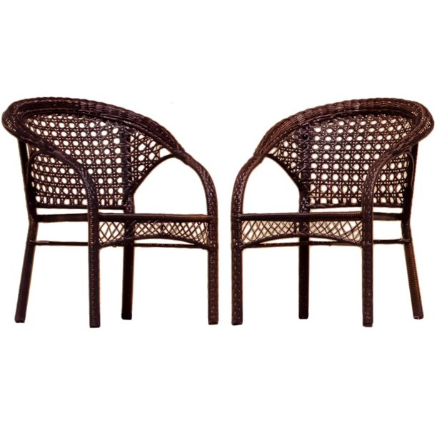 Wicker Brown Club Chair Set of 2