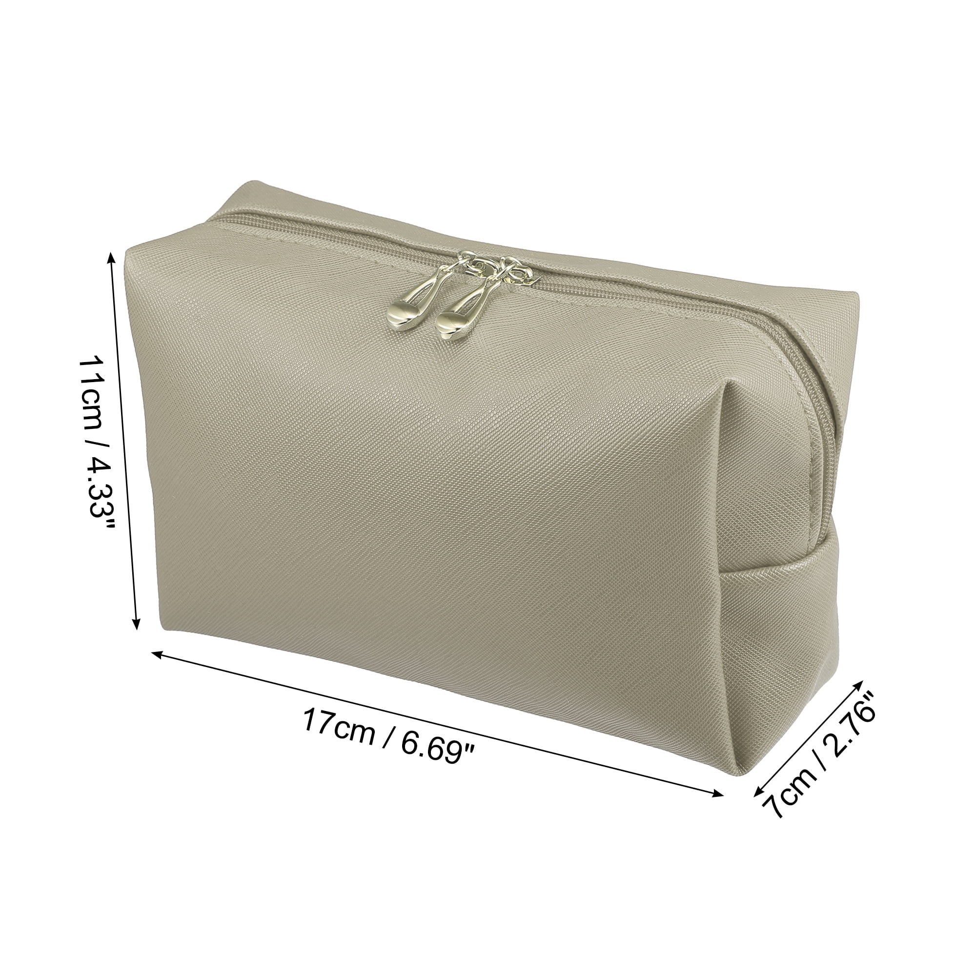 Unique Bargains Floral Makeup Bag Zipper Flower Cosmetic Pouch Gray Gold