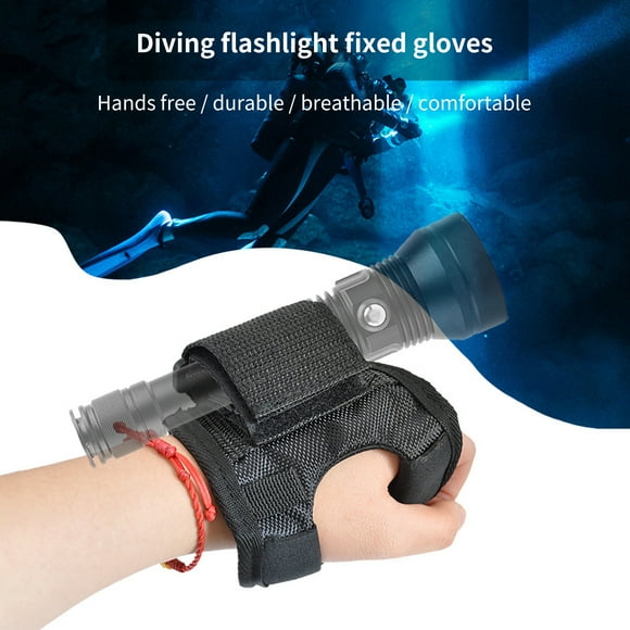 Neinkie Hands-Free Universal Diving Flashlight Glove Oxford Cloth Comfortable Wear Dive Light Hand Mount Holder for Camping