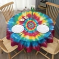 thumbnail image 3 of Colorful Rainbow Tie Dye Spiral Pattern Round Tablecloth 60"x60",Wrinkle Wipeable Table Cloth for Kitchen Dining Room Picnic Patio Party, 3 of 6
