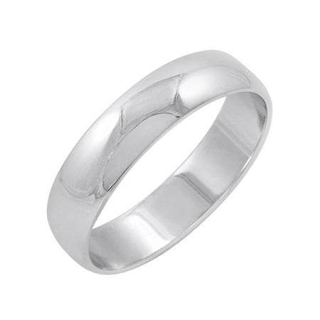 5 Mm Donut - Men's 10K White Gold 5mm Classic Fit Plain Wedding Band (Available Ring Sizes 8-12 1/2)