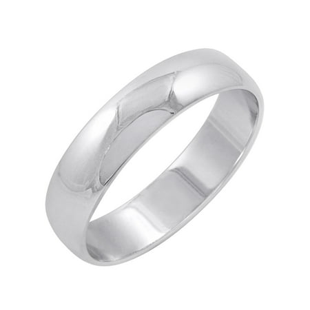 Men's 10K White Gold 5mm Traditional Fit Plain Wedding Band (Available Ring Sizes 8-12