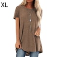 thumbnail image 1 of Sonducket Camisa de mujer con cuello y manga corta en color liso Prendas para la parte del cuerpo Caqui XL, 1 of 4