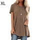 thumbnail image 1 of Camiseta Mujer Cuello Redondo Manga Corta Top Camiseta Casual De Color Sólido, Caqui, XL kenally AP001654-19, 1 of 5
