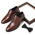 thumbnail image 3 of kkdom Men Dress Shoes Leather Formal Slip On Oxford Shoes Wedding Business Brown Size 6, 3 of 7
